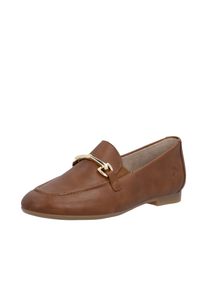 Loafer Remonte, Damen, Gr. 42, cognac, Leder, unifarben, Schuhe Loafer, Slipper, Schlupfschuh, Spangenschuh mit kleinen Stretcheins&auml;tzen