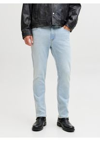 Jack & Jones Regular-fit-Jeans JACK & JONES "JJICLARK im Used-Look, Stretchkomfort und niedrige Leibh&ouml;he", Herren, Gr. 28, L&auml;nge 32, blau denim, Denim/Jeans, Obermaterial: 98% Baumwolle, 2% Elasthan, Abriebeffekte, regular fit lang, Jeans Regular-fit-Jeans, Baumwollmischung, regular fit