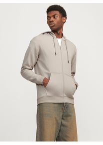 Jack & Jones Kapuzensweatjacke JACK & JONES "JJEBRADLEY mit Kapuze, ideal f&uuml;r kalte Jahreszeit", Herren, Gr. XS, gelb (moonbeam), angeraute Sweatware, Obermaterial: 61% Polyester, 39% Baumwolle, unifarben, relaxed fit normal, ohne Ausschnitt, Rippb&uuml;ndchen, Sweatjacken Kapuzensweatjacke, Materialmix, relaxed fit