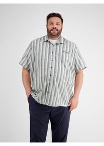 Kurzarmhemd Lerros "Halbarmhemd in &Uuml;bergr&ouml;&szlig;en aus gestreifter Strukturqualit&auml;t", Herren, Gr. 4XL, extraweit, blau (crispy blau), 60% Polyester, 40% Baumwolle, Hemden Kurzarmhemd