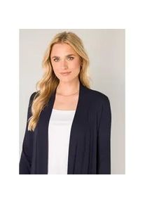 Strickjacke Base Level "Yayla", Damen, Gr. 36, blau (navy dunkelblau), Strick, Obermaterial: 94% Viskose, 6% Elasthan, unifarben, figurumspielend h&uuml;ftlang, tiefer Rundhals, Strickjacken Strickjacke, In elastischem Feinstrick