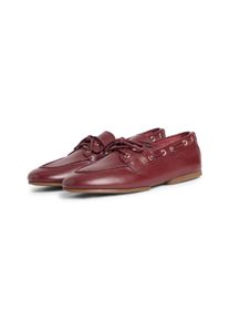 Bootsschuh Tommy Hilfiger "TH SLEEK LEATHER BOAT SHOE", Damen, Gr. 41, braun, Nappaleder, unifarben, Schuhe Bootsschuh, Bootsschuh, Businessschuh mit Blockabsatz und &Ouml;sen mit Durchzug