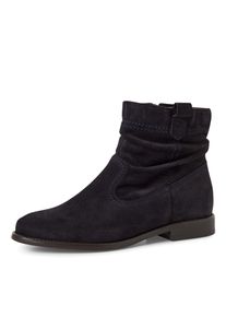 Stiefelette Tamaris, Damen, Gr. 36, navy, Veloursleder, unifarben, Schuhe Stiefelette, Blockabsatz, Boots mit Falten im slouchy Look