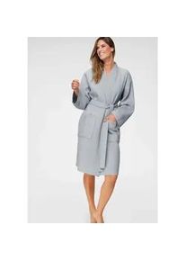 Unisex-Bademantel OTTO HOME "Nora, ideal f&uuml;r Sauna & Spa, Hotelbademantel, Morgenmantel" Gr. M, grau (hellgrau), L:100cm, Waffelpiqu&eacute;, Hausm&auml;ntel, Bademantel, Damen & Herren, Kimono-Kragen, Waffelpiqu&eacute;, Baumwolle, Reisebademantel