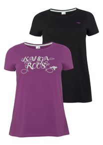 Longshirt Kangaroos, Damen, Gr. 44/46, lila (lila, schwarz), Jersey, Obermaterial: 60% Baumwolle, 40% Polyester, bedruckt, unifarben, figurumspielend Po-bedeckend, Rundhals, Shirts Longshirt, Kurzarm, figurumschmeichelnde Passform, gro&szlig;e Gr&ouml;&szlig;en, Topseller