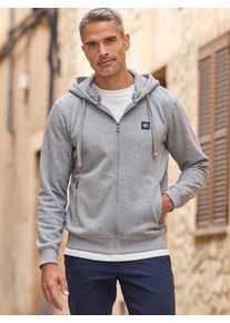 Sweatjacke Lerros "Hoodie Sweat-Jacke", Herren, Gr. M, platinum grau melange, 50% Baumwolle, 50% Polyester, Sweatjacken Sweatjacke, Kapuzensweatjacke mit Tunnelzug und seitlichen Rei&szlig;verschlusstaschen