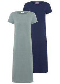Shirtkleid Flashlights, Damen, Gr. 36/38, N-Gr, blau, gr&uuml;n, Single Jersey, Obermaterial: 50% Baumwolle, 50% Modal, unifarben, bequem wadenlang, Rundhals, Kleider Shirtkleid, aus Single Jersey, bequeme Passform, mit Seitenschlitzen, wadenlang