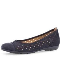 Ballerina Gabor, Damen, Gr. 38,5, blau (nachtblau), Nubukleder, Schuhe Ballerina, Slipper, Businessschuh, Halbschuh mit Hovercraft Luftkammerlaufsohle
