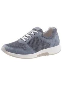 Gabor Keilsneaker ROLLINGSOFT, Damen, Gr. 36, blau (graublau), Textil, Veloursleder, unifarben, Schuhe Sneaker, Freizeitschuh, Halbschuh, Schn&uuml;rschuh im sommerlichem Materialmix