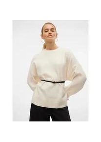 V&eacute;ro Moda Strickpullover VERO MODA "VMBOOM LS O-NECK PULLOVER GA NOOS", Damen, Gr. S, beige (birch detail:melange), Strick, Obermaterial: 85% Polyester, 7% Polyacryl, 5% Wolle, 3% Elasthan, meliert, loose fit normal, Rundhals, Rippstrickb&uuml;ndchen, Pullover Strickpullover