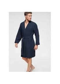 Unisex-Bademantel OTTO HOME "Nora, ideal f&uuml;r Sauna & Spa, Hotelbademantel, Morgenmantel" Gr. XXXL, blau (navy), L:105cm, Waffelpiqu&eacute;, Hausm&auml;ntel, Bademantel, Damen & Herren, Kimono-Kragen, Waffelpiqu&eacute;, Baumwolle, Reisebademantel
