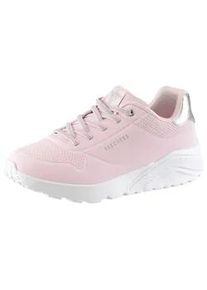 Sneaker Skechers "UNO LITE", Damen, Gr. 35, silber (ros&eacute;, silberfarben), Lederimitat, Schuhe Sneaker, Schn&uuml;r,-Plateausneaker mit Metallic, Gr&ouml;&szlig;enschablone zum Download
