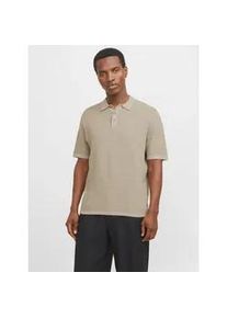 Jack & Jones Kurzarmpullover JACK & JONES "JJEGEORGE KNIT POLO SS SN", Herren, Gr. XS, wei&szlig; (coriander detail:with cloud dancer), Strick, Obermaterial: 85% Baumwolle, 15% Polyester, unifarben, relaxed fit taillenbedeckt, ohne Ausschnitt, B&uuml;ndchen, Pullover, mit Polo Kragen
