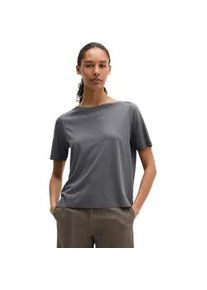 Marc O'Polo T-Shirt MARC O'POLO "aus TENCELTM Lyocell-Baumwolle-Mix", Damen, Gr. XS, blau graphite, Obermaterial: 67% Lyocell, 33% Baumwolle, unifarben, Basic, loose fit, U-Boot-Ausschnitt, Rippb&uuml;ndchen, Shirts T-Shirt
