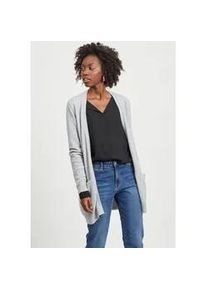 Cardigan Vila "VIRIL OPEN L/S KNIT CARDIGAN - NOOS", Damen, Gr. XXL, grau (light grau melange), Feinstrick, Obermaterial: 50% Viskose, 27% Nylon, 23% Polyester, meliert, Basic, h&uuml;ftbedeckend, tiefer V-Ausschnitt, Rippb&uuml;ndchen, Strickjacken, in offener Form