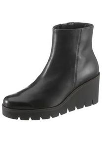 Ankleboots Gabor, Damen, Gr. 38,5, schwarz, Kalbsleder, unifarben, Schuhe Ankleboots, Keilabsatz, Boots, Stiefelette in Used Optik