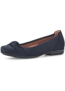Ballerina Gabor "FLORENZ", Damen, Gr. 37, blau (nachtblau, dunkelblau), Nubukleder, unifarben, Schuhe Ballerina, Business Schuhe, Slipper mit modischem Knoten, Weite G