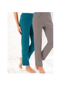 Homewearpants, Herren, Gr. 48, Normalgr&ouml;&szlig;en, gr&uuml;n (petrol, taupe), 100% Baumwolle, Doppelpack-Farbe grau-meliert:15% Viskose, 85% Baumwolle, unifarben, lang, Hosen