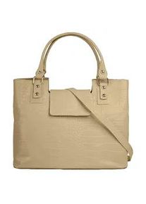 Henkeltasche CLUTY, Damen, Gr. B/H/T: 30cm x 20cm x 6cm onesize, beige, Leder, Reptilienpr&auml;gung, Taschen, echt Leder, Made in Italy