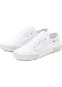 Sneaker Lascana, Damen, Gr. 35, wei&szlig;, Obermaterial: 100% Textilmaterial. Decksohle: 100% Textilmaterial. Futter: 100% Textilmaterial. Laufsohle: 100% Synthetik, unifarben, Basic, Schuhe Damenschuh Skaterschuh Sneaker low Slip-on-Sneaker Sommerschuh, Slipper, Halbschuh bequem zum Reinschl&uuml;pfen VEGAN