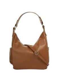 Shopper Samantha Look, Damen, Gr. B/H/T: 35cm x 25cm x 10cm onesize, braun (cognac), Leder, unifarben, Taschen Shopper, echt Leder, Made in Italy