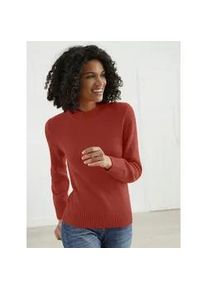 Stehkragenpullover Casual Looks "Pullover", Damen, Gr. 48, rot (rostrot), 50% Baumwolle, 50% Polyacryl, meliert, unifarben, figurumspielend, Pullover Stehkragenpullover