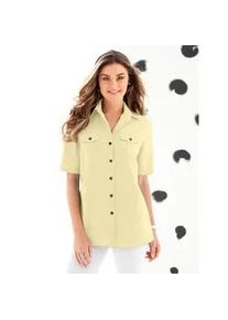 Kurzarmbluse Classic Basics, Damen, Gr. 46, gelb (vanillegelb), 65% Polyester, 35% Baumwolle, unifarben, Blusen