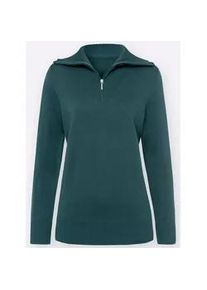 Troyer Classic Basics "Pullover", Damen, Gr. 46, gr&uuml;n (tanne), 100% Baumwolle, unifarben, Pullover Troyer