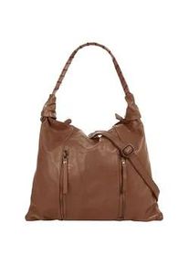 Shopper Samantha Look, Damen, Gr. B/H/T: 40cm x 35cm x 2cm onesize, braun (cognac), Leder, vintage, Taschen Shopper, echt Leder, Made in Italy
