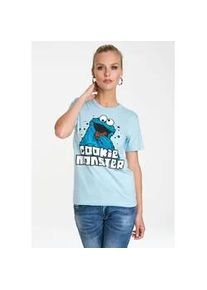 T-Shirt logoshirt "Sesamstrasse - Kr&uuml;melmonster", Damen, Gr. XL, blau (hellblau), 100% Baumwolle, bedruckt, normal, Rundhals, Shirts T-Shirt, mit lizenziertem Originalddesign