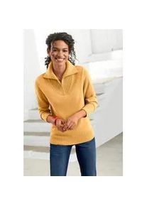 Troyer Casual Looks "Pullover", Damen, Gr. 36, gelb (maisgelb), 50% Baumwolle, 50% Polyacryl, meliert, unifarben, figurumspielend, Pullover Troyer