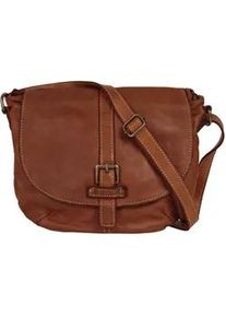 Umh&auml;ngetasche CLUTY, Damen, Gr. B/H/T: 30cm x 25cm x 3cm onesize, braun (cognac), Leder, used, Taschen Umh&auml;ngetasche, echt Leder, Made in Italy
