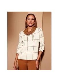 CR&Eacute;ATION L Rollkragenpullover CREATION L "Pullover", Damen, Gr. 50, braun (champagner, cognac), 50% Baumwolle, 50% Polyacryl, gemustert, kariert, Pullover Rollkragenpullover