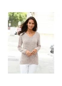 Strickpullover Casual Looks "Pullover", Damen, Gr. 46, beige (beige, meliert), 61% Polyacryl, 39% Baumwolle, meliert, Pullover Strickpullover