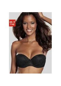 Push-up-BH Lascana "Chelina", Damen, Gr. 70, Cup E, schwarz, Spitze, Obermaterial: 80% Polyamid, 20% Elasthan, BHs Push-up-BH, mit abnehmbaren, normalen und transparenten Tr&auml;gern, Dessous