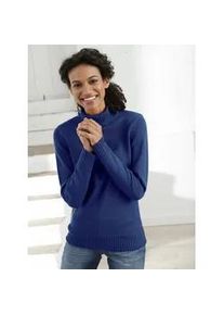 Rollkragenpullover Casual Looks "Pullover", Damen, Gr. 44, blau (royalblau), 50% Baumwolle, 50% Polyacryl, meliert, unifarben, figurumspielend, Pullover Rollkragenpullover