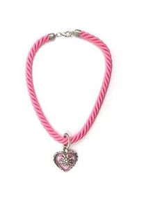 Allg&auml;u Rebell Collier ALLG&Auml;U REBELL "Traudel", Damen, Gr. onesize, Textil, rosa, Basic, Halsketten Collier, mit Herzanh&auml;nger