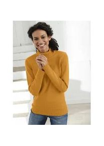 Rollkragenpullover Casual Looks "Pullover", Damen, Gr. 52, gelb (maisgelb), 50% Baumwolle, 50% Polyacryl, meliert, unifarben, figurumspielend, Pullover Rollkragenpullover
