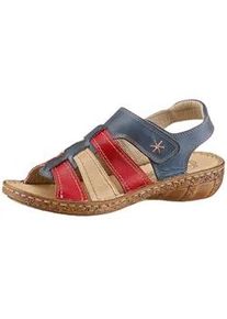 Sandale, Damen, Gr. 38, blau (blau, rot), Glattleder, Schuhe Sandale
