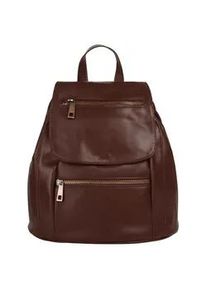 Cityrucksack Samantha Look, Damen, Gr. B/H/T: 24cm x 27cm x 11cm, onesize, braun, Leder, Rindsleder, beschichtet, leicht gl&auml;nzend, Rucks&auml;cke Cityrucksack, echt Leder, Made in Italy