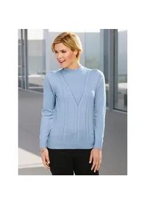 Stehkragenpullover Casual Looks "Pullover", Damen, Gr. 52, blau (hellblau), 100% Polyacryl, unifarben, figurumspielend, Pullover Stehkragenpullover