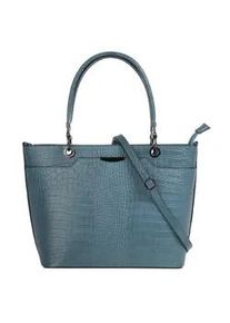 Henkeltasche CLUTY, Damen, Gr. B/H/T: 30cm x 22cm x 10cm onesize, blau, Leder, Reptilienpr&auml;gung, Taschen, echt Leder, Made in Italy