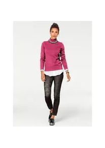 Rollkragenpullover Heine "Rollkragen-Pullover", Damen, Gr. 36, pink, 100% Baumwolle, unifarben, Pullover Rollkragenpullover