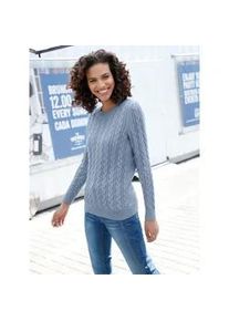 Strickpullover Casual Looks "Pullover", Damen, Gr. 50, blau (taubenblau), 100% Baumwolle, unifarben, Pullover Strickpullover