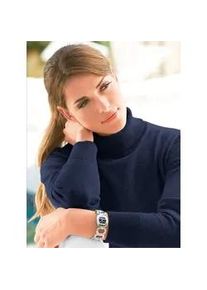 Rollkragenpullover Casual Looks "Pullover", Damen, Gr. 50, blau (marine), 100% Baumwolle, unifarben, figurumspielend, Pullover Rollkragenpullover