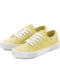 Sneaker Lascana, Damen, Gr. 36, gelb, Obermaterial: 100% Textilmaterial. Decksohle: 100% Textilmaterial. Futter: 100% Textilmaterial. Laufsohle: 100% Synthetik, unifarben, Basic, Schuhe Skaterschuh Canvassneaker Sneaker low, aus Textil, Schn&uuml;rhalbschuh, Freizeitschuh, Turnschuh