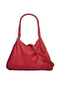 Shopper Samantha Look, Damen, Gr. B/H/T: 34cm x 24cm x 9cm onesize, rot, Leder, leicht gl&auml;nzend, unifarben, Taschen Shopper, echt Leder, Made in Italy