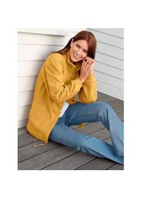 Fleecejacke Casual Looks, Damen, Gr. 42, braun (bernstein), 100% Polyester, unifarben, l&auml;ssig geschnitten, Jacken Fleecejacke