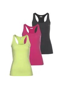 H.I.S. Tanktop H.I.S, Damen, Gr. 36, bunt (schwarz, limette, pink), Obermaterial: 95% Baumwolle, 5% Elasthan, unifarben, Basic, figurumspielend, Rundhals, Tops Tanktop, Softer Feinripp mit elastischer Baumwolle f&uuml;r hohen Tragekomfort