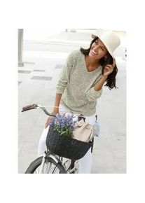 Strickpullover Casual Looks "Pullover", Damen, Gr. 40, gr&uuml;n (gr&uuml;n, meliert), 61% Polyacryl, 39% Baumwolle, meliert, Pullover Strickpullover